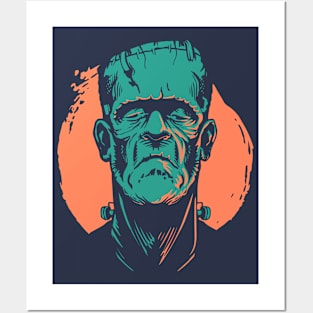 Creepy Frankenstein Face // Classic Halloween Monster Posters and Art